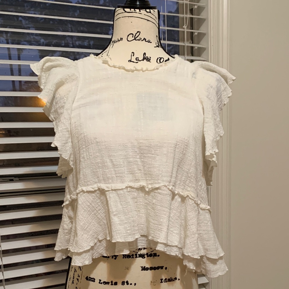 Maeve Cream Ruffled Blouse